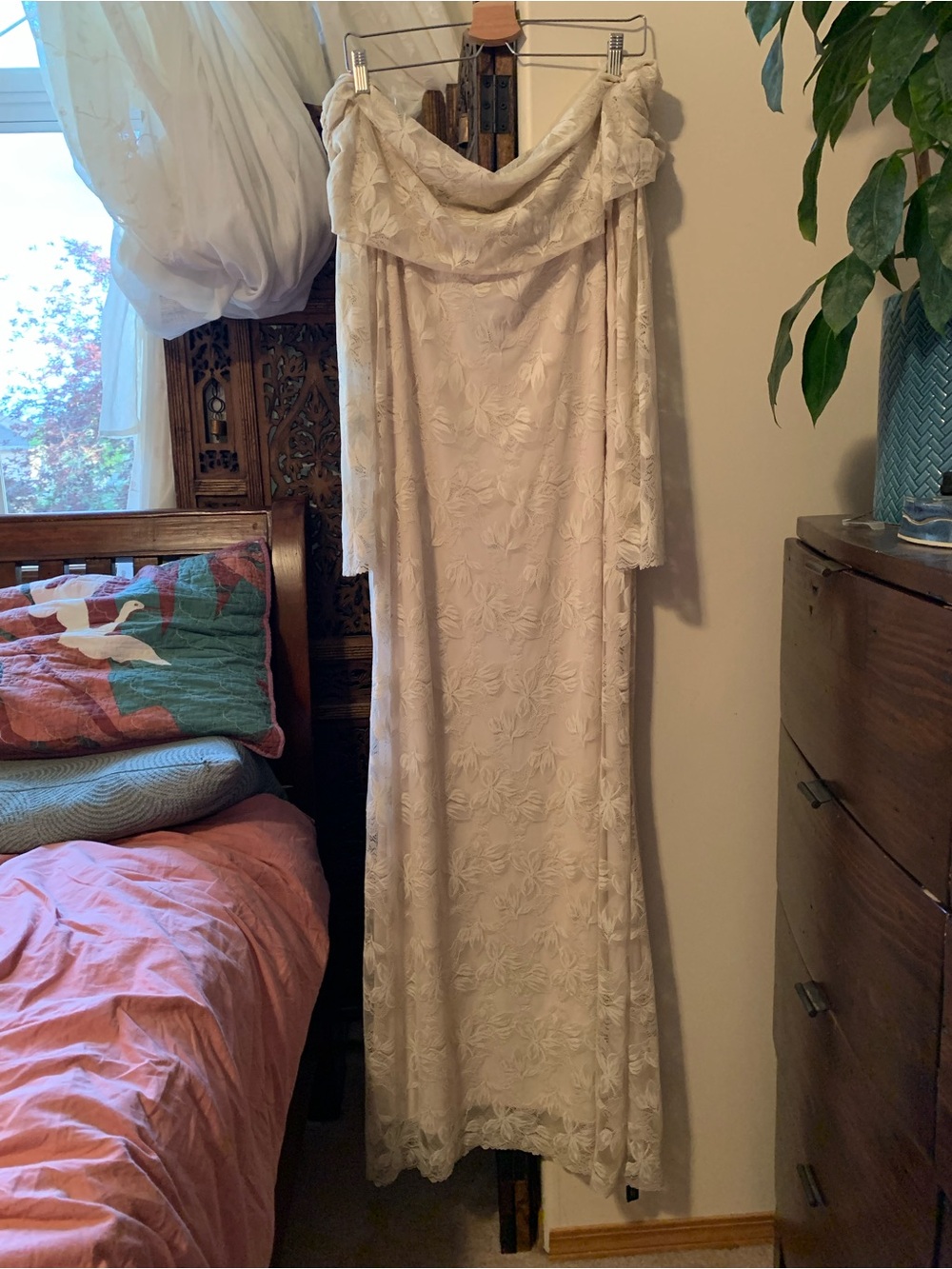Ivory Lace Plus Size 2X Maxi with stretch anthropology wedding dress